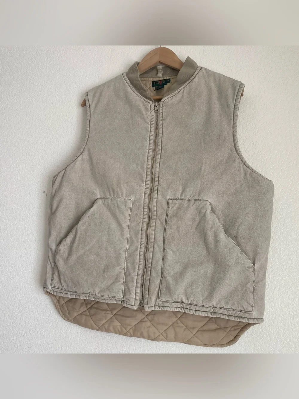 Vintage J. Crew canvas vest puffer quilt lined work wear, M
